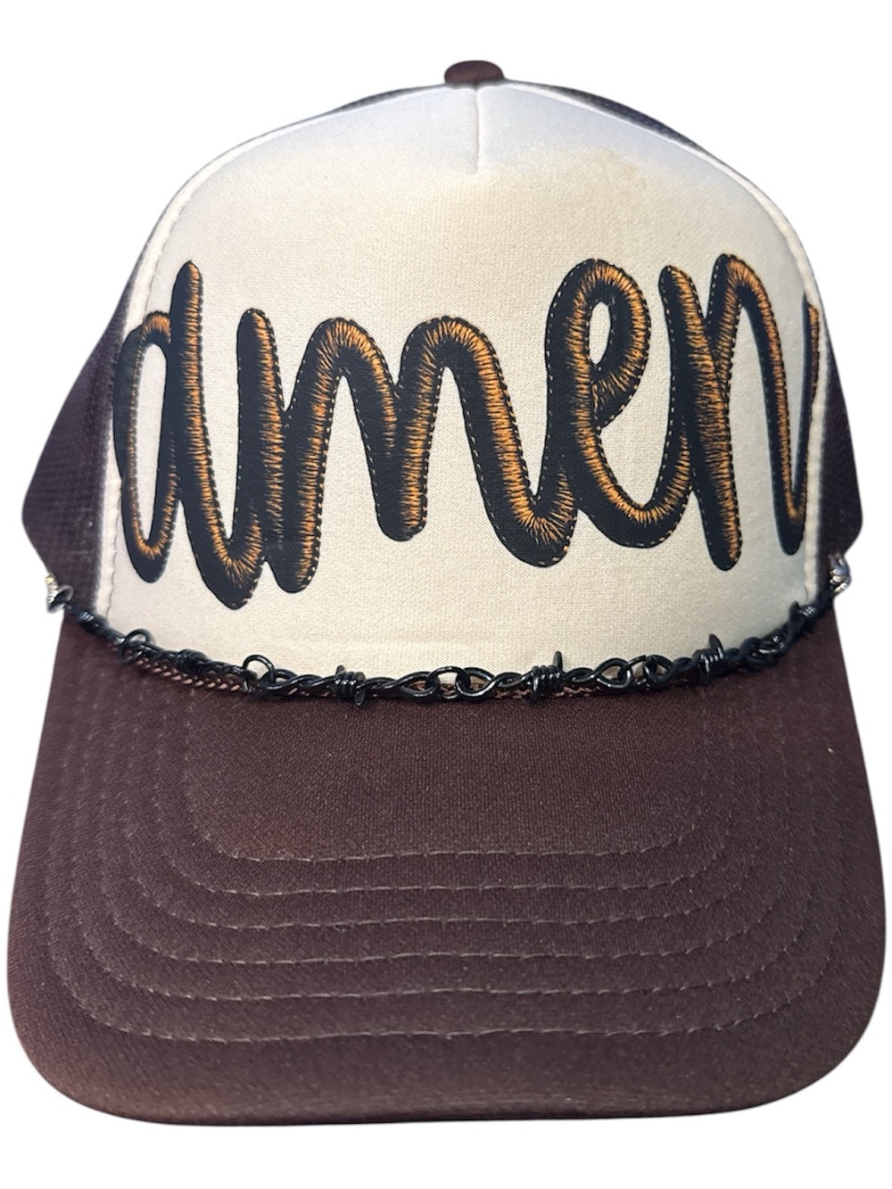 Brown and Cream Statement Trucker Hat